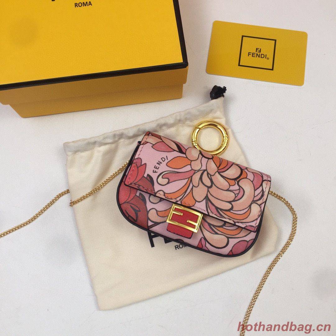 FENDI NANO BAGUETTE CHARM Nappa Original Leather Bag 7AR844 Flower