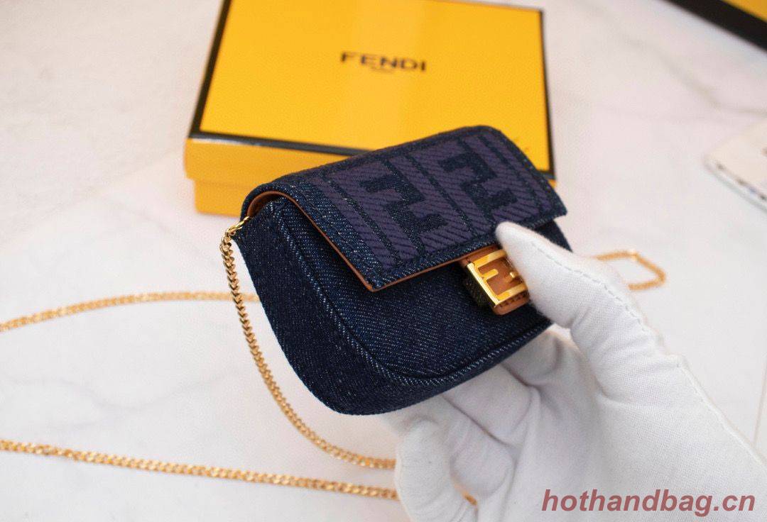 FENDI NANO BAGUETTE CHARM Nappa lcanvas Bag 7AR844 Black