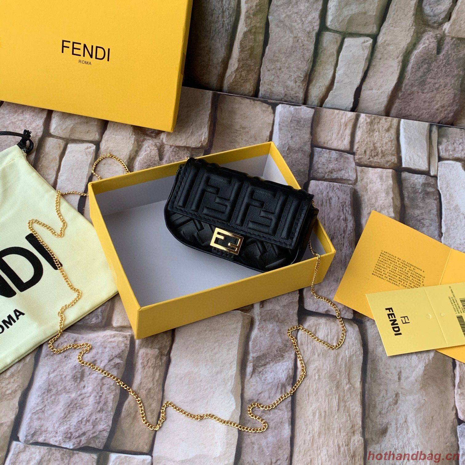 FENDI NANO BAGUETTE CHARM nappa leather 7AR844 Black