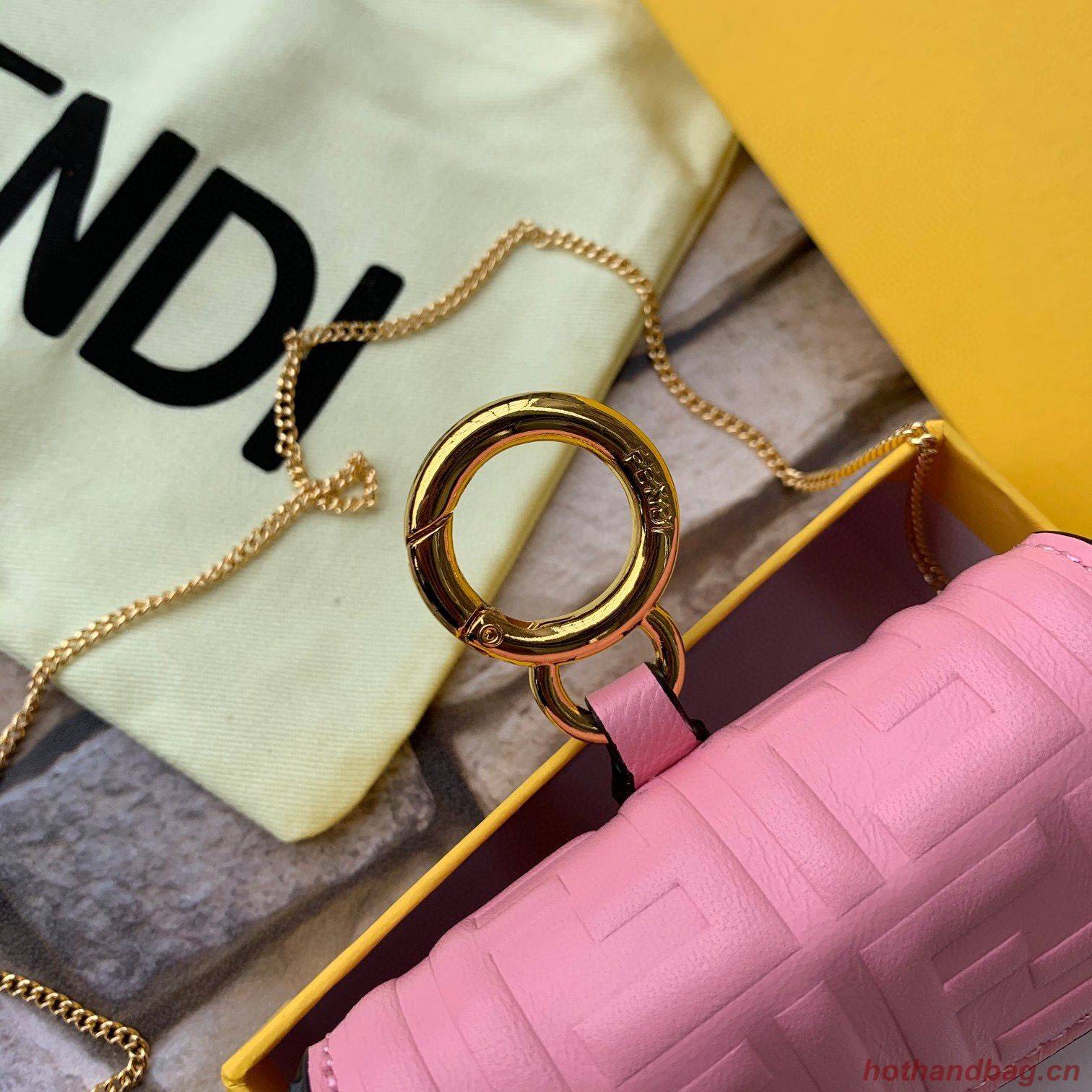 FENDI NANO BAGUETTE CHARM nappa leather 7AR844 Pink