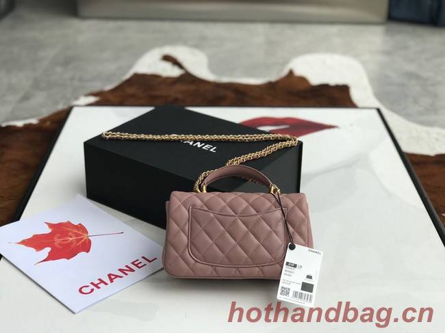 CHANEL mini flap bag with top handle AS2431 pink