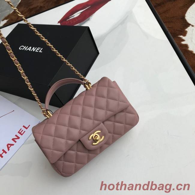 CHANEL mini flap bag with top handle AS2431 pink