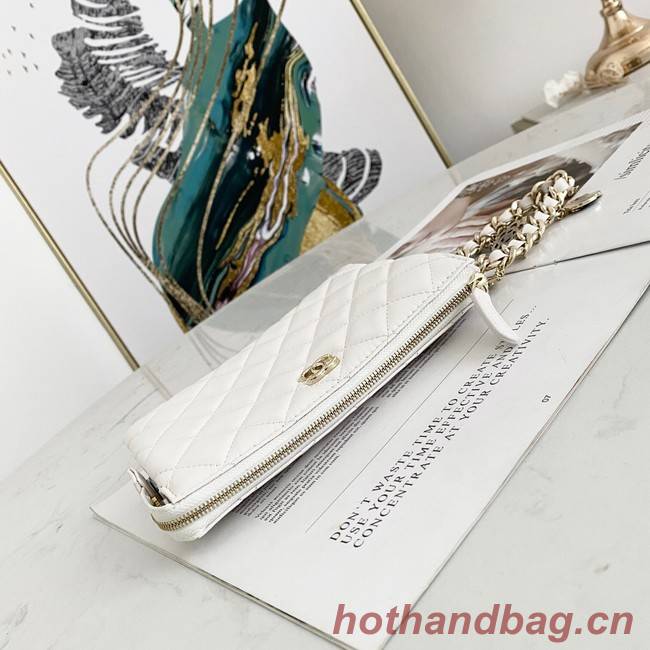 Chanel Grained Calfskin Clutch Bag 81050 white