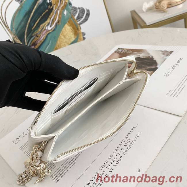 Chanel Grained Calfskin Clutch Bag 81050 white