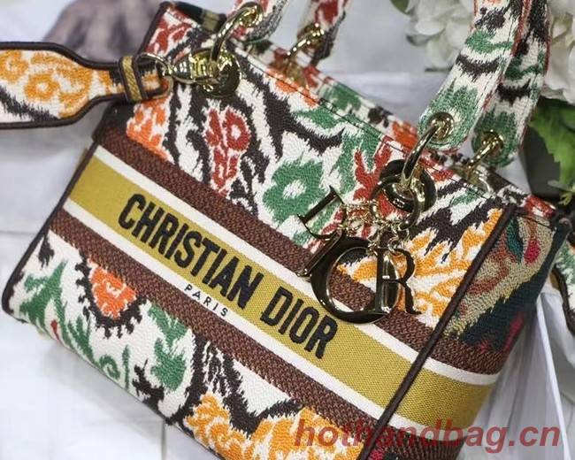 MEDIUM LADY D-LITE BAG M0565O Yellow Multicolor Dior Paisley Embroidery