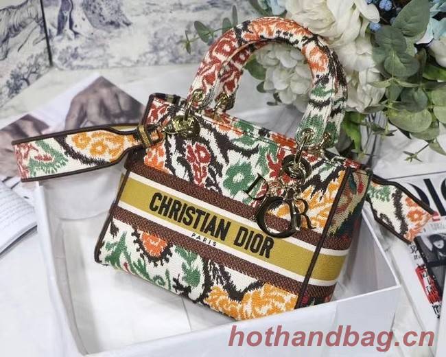 MEDIUM LADY D-LITE BAG M0565O Yellow Multicolor Dior Paisley Embroidery