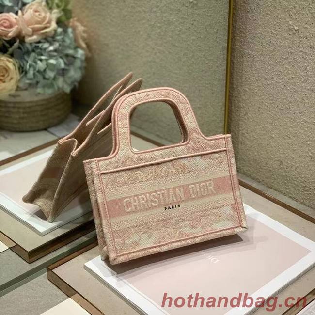 MINI DIOR BOOK TOTE Embroidery S5475Z pink