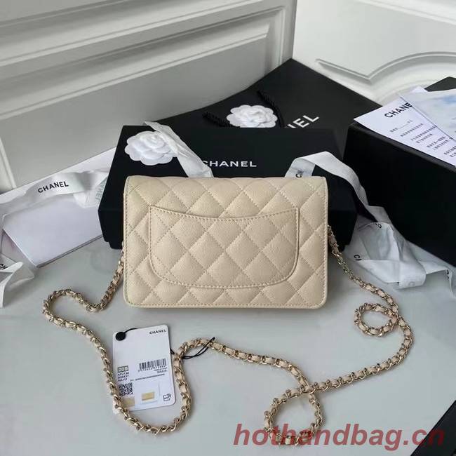 CHANEL mini wallet on chain AP2136 Apricot