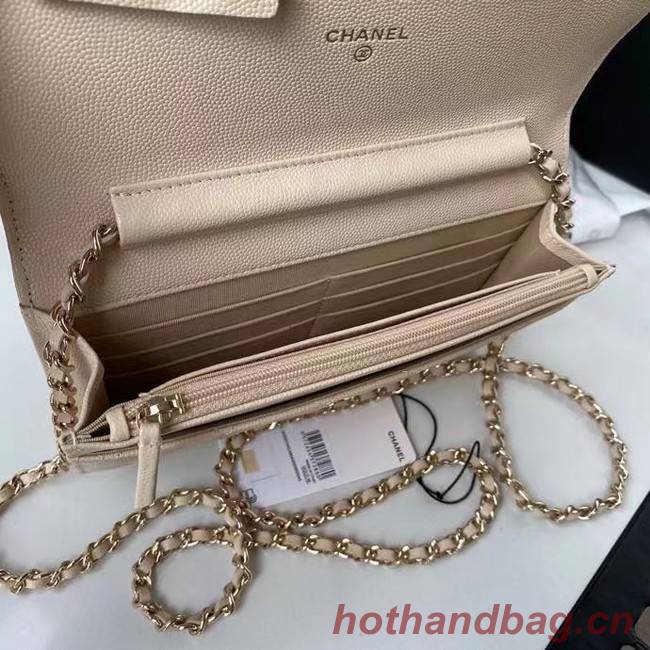 CHANEL mini wallet on chain AP2136 Apricot