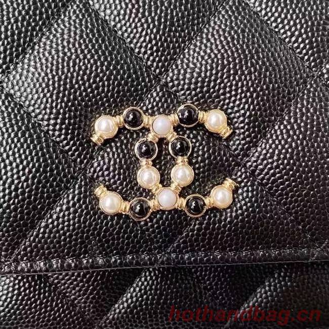 CHANEL mini wallet on chain AP2136 black