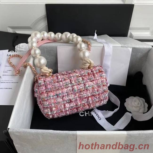 chanel flap bag Tweed 0593 pink