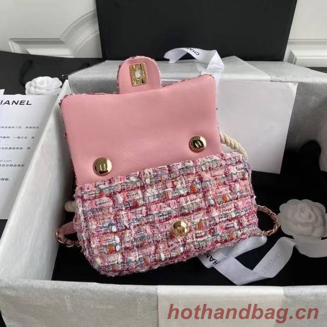 chanel flap bag Tweed 0593 pink