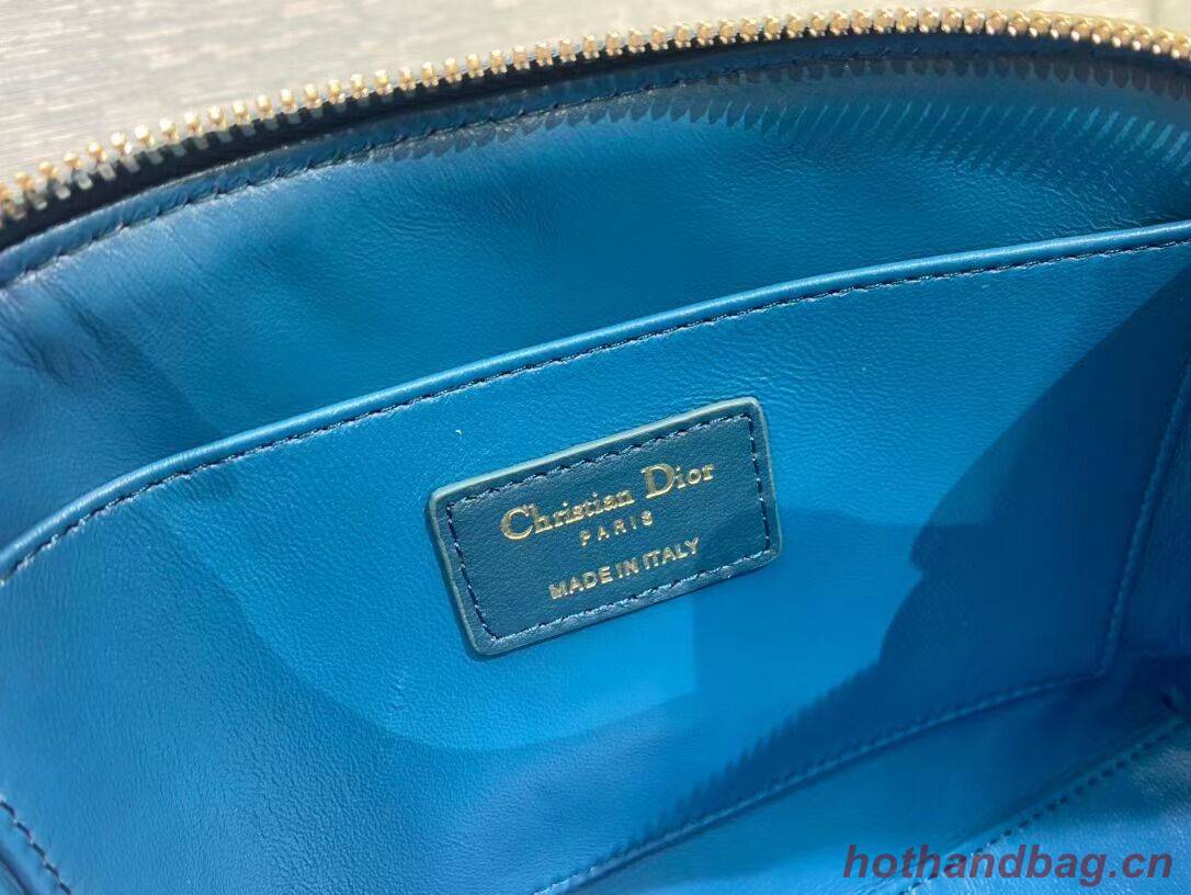 DIOR CARO BEAUTY POUCH Cannage Lambskin S5047 Blue