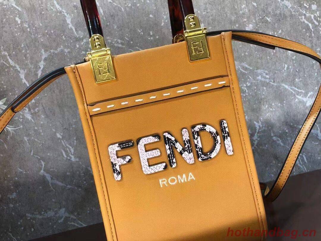 FENDI MINI SUNSHINE SHOPPER leather mini-bag 8BS051ABV orange