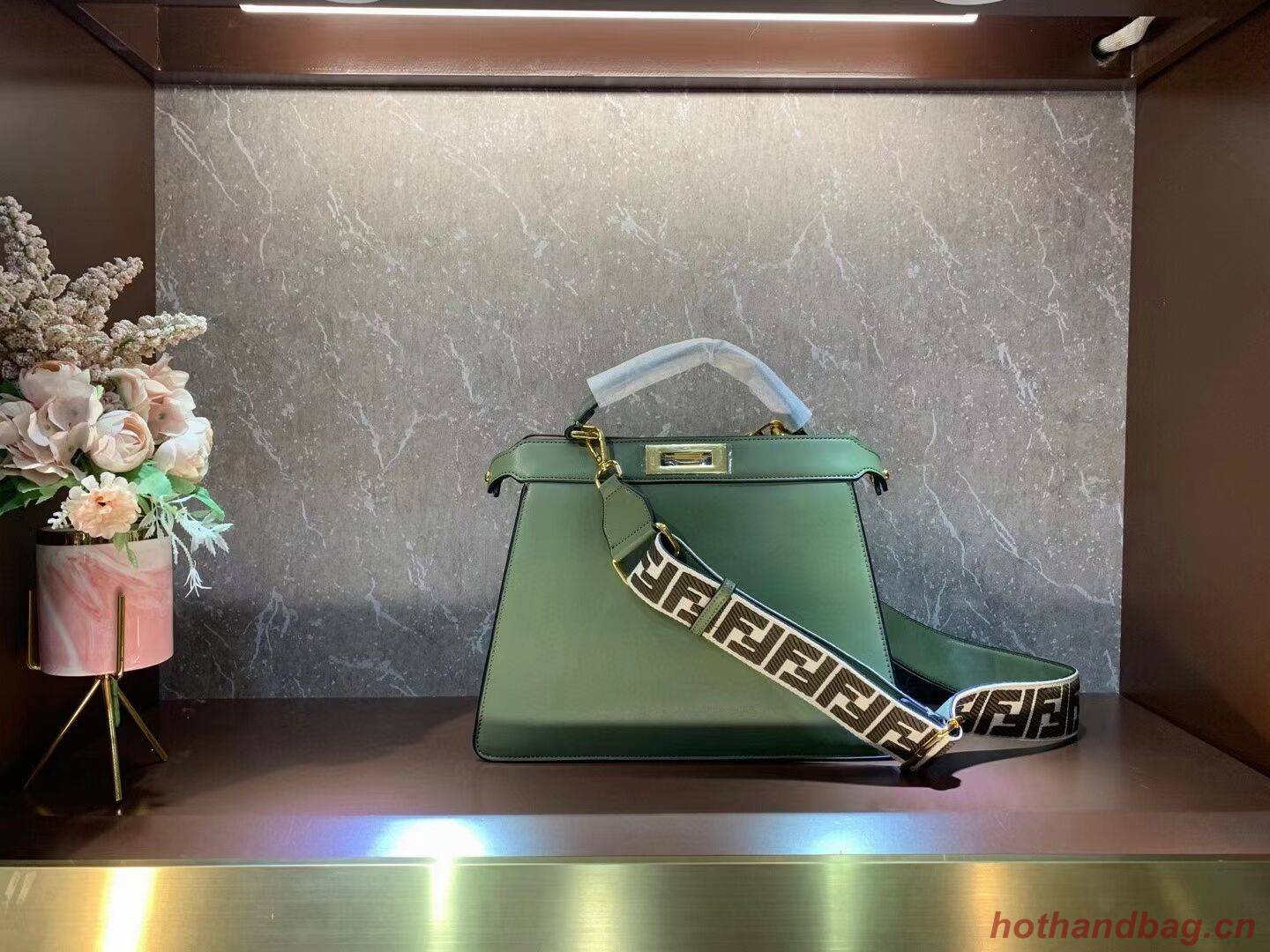 FENDI PEEKABOO ISEEU MEDIUM Green leather bag 8BN321A6