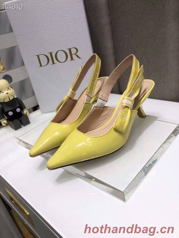 JADIOR SLINGBACK PUMP Patent Calfskin Dior771DJ-2 6.5 cm comma heel