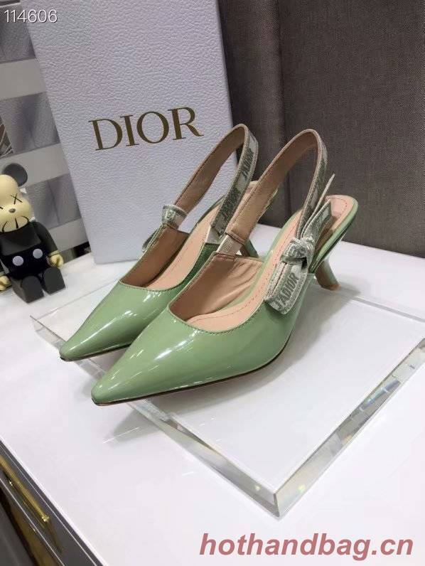 JADIOR SLINGBACK PUMP Patent Calfskin Dior772DJ-2 6.5 cm comma heel