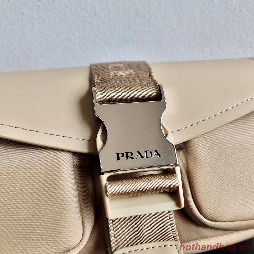 Prada Pocket nylon and brushed leather bag 1BD295 Biscuits