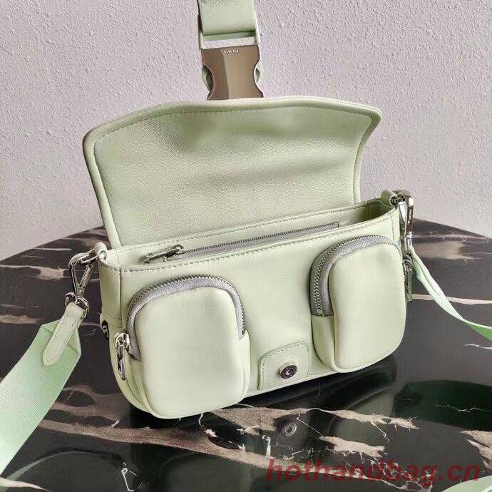 Prada Pocket nylon and brushed leather bag 1BD295 green