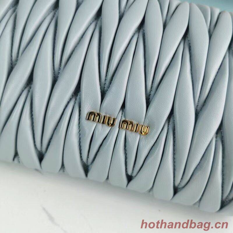 miu miu Matelasse Nappa Leather mini Shoulder Bag 5BD196 light blue