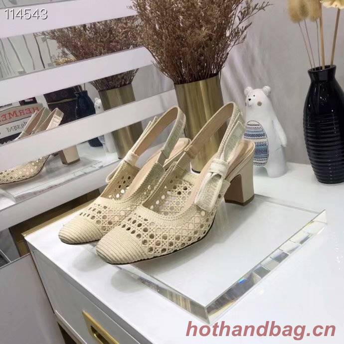 DIOR & MOI SLINGBACK PUMP Cream Mesh Cannage Embroidery KCP890R