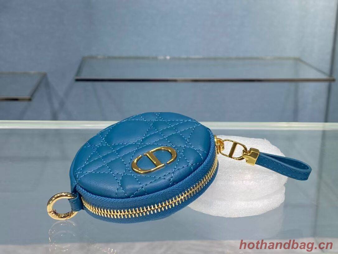 DETACHABLE DIOR CARO ROUND COIN PURSE S5035U BLUE