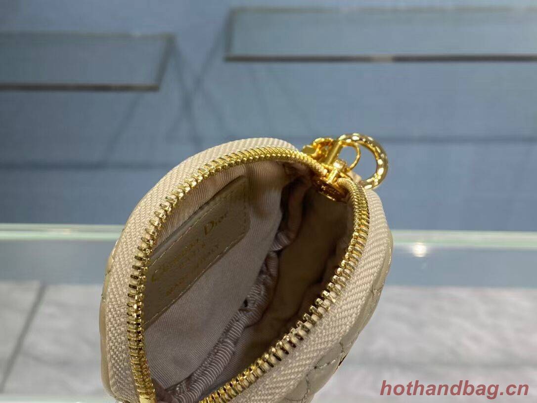 DETACHABLE DIOR CARO ROUND COIN PURSE S5035U Beige