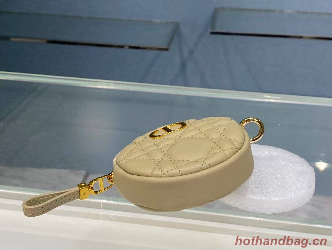 DETACHABLE DIOR CARO ROUND COIN PURSE S5035U Beige