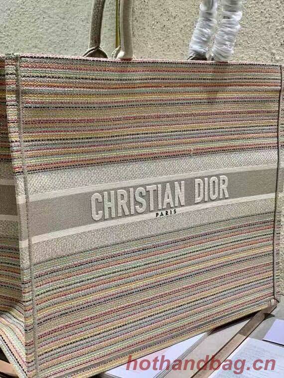 DIOR BOOK TOTE Multicolor Stripes Embroidery Reference M1286