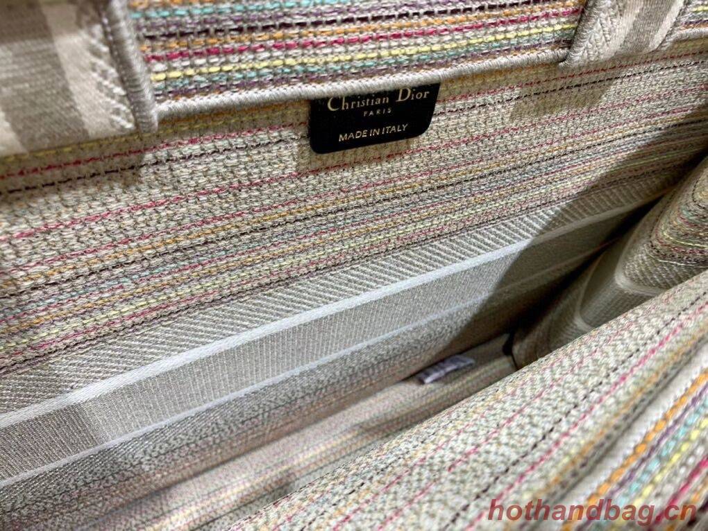 SMALL DIOR BOOK TOTE Multicolor Stripes Embroidery M1296ZRF