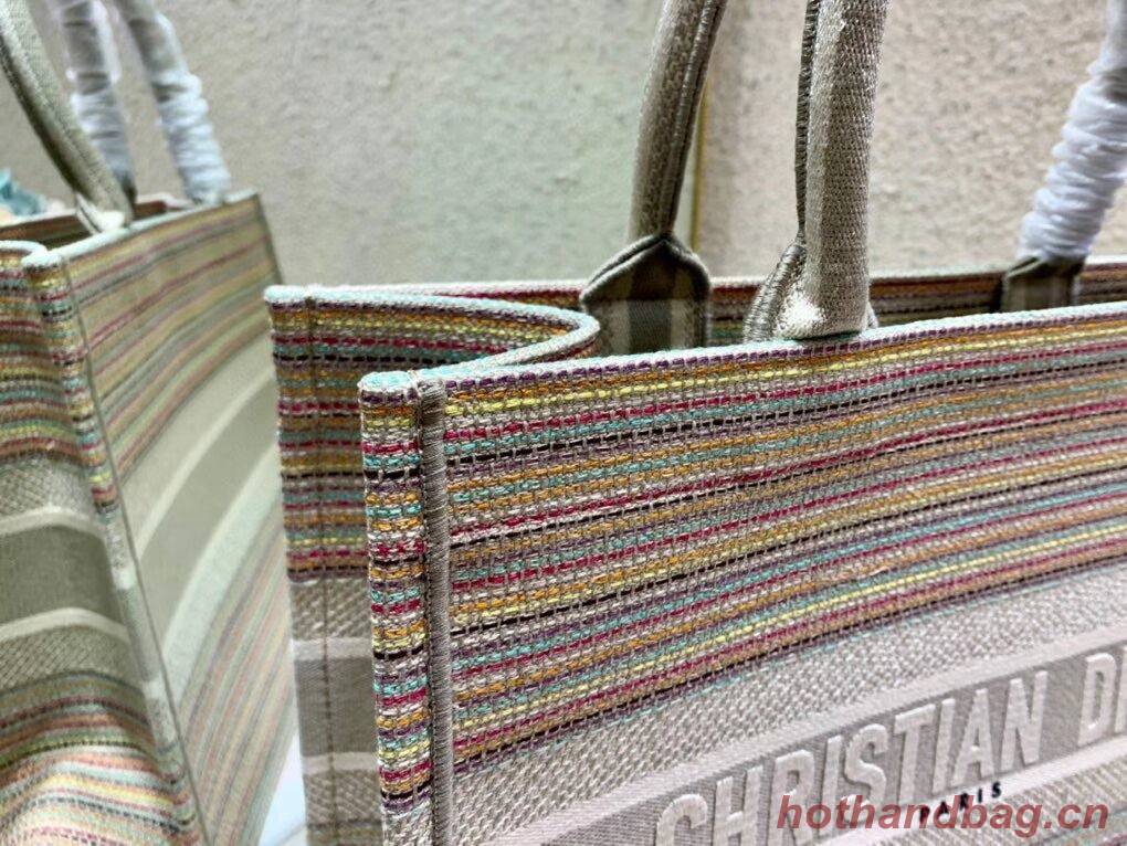 SMALL DIOR BOOK TOTE Multicolor Stripes Embroidery M1296ZRF