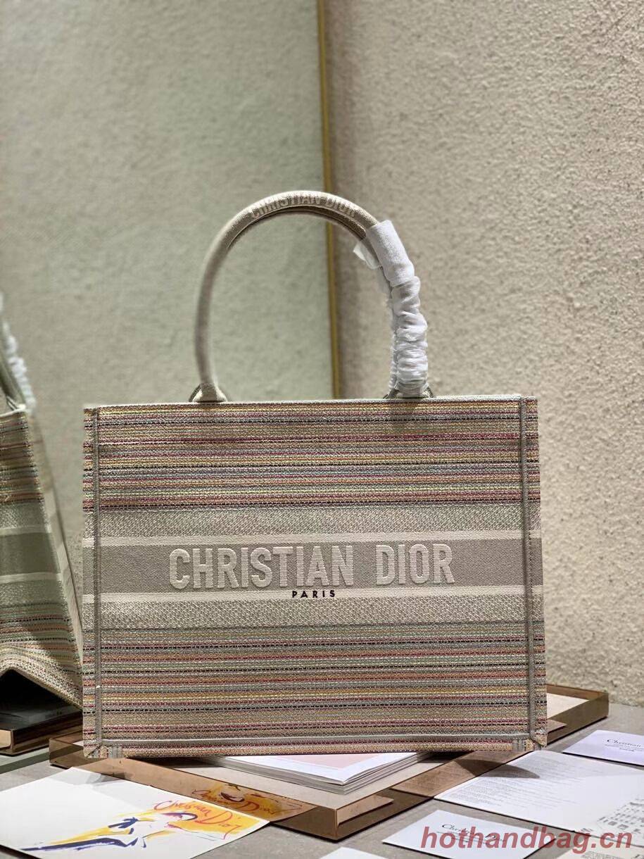 SMALL DIOR BOOK TOTE Multicolor Stripes Embroidery M1296ZRF