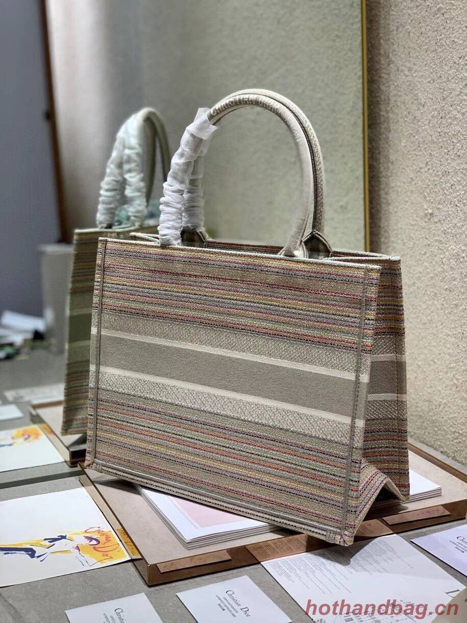 SMALL DIOR BOOK TOTE Multicolor Stripes Embroidery M1296ZRF