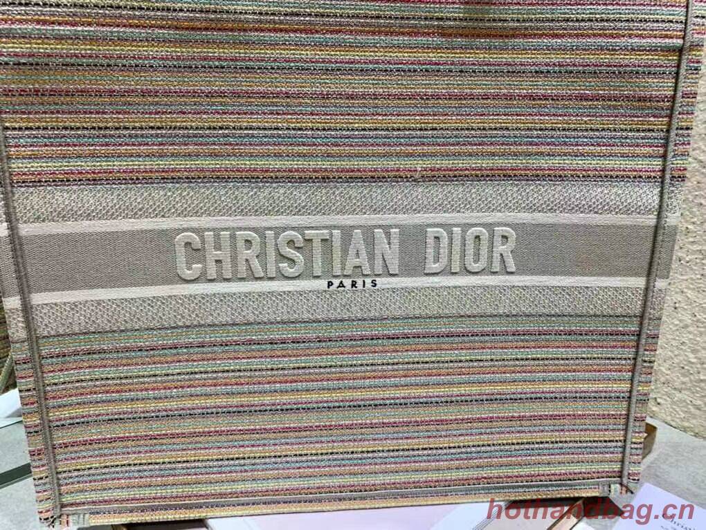 SMALL DIOR BOOK TOTE Multicolor Stripes Embroidery M1296ZRF