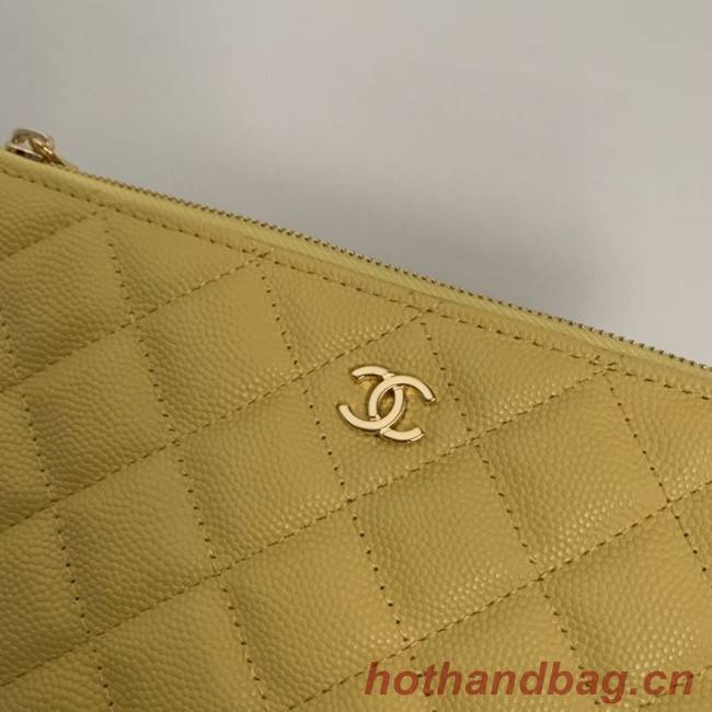 CHANEL 19 Caviar Original Leather Carry on bag AP1060 yellow