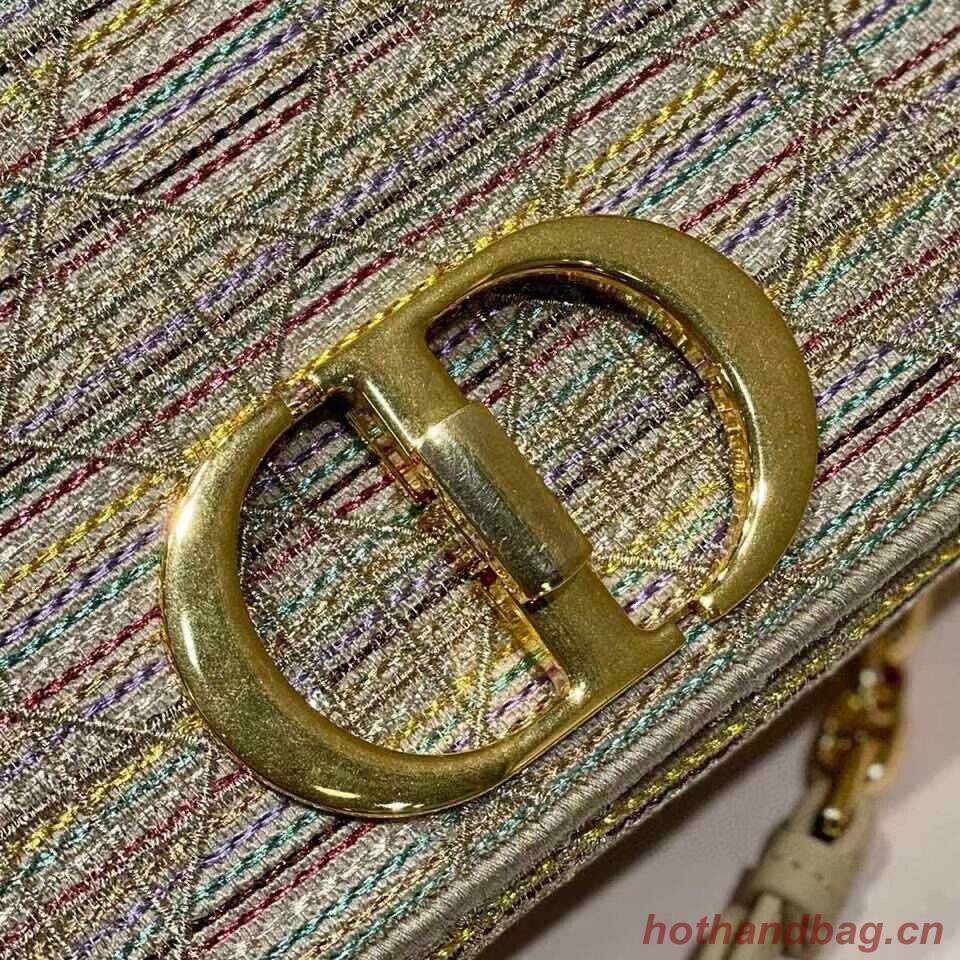 SMALL DIOR CARO BAG Multicolor Striped Embroidery M9241