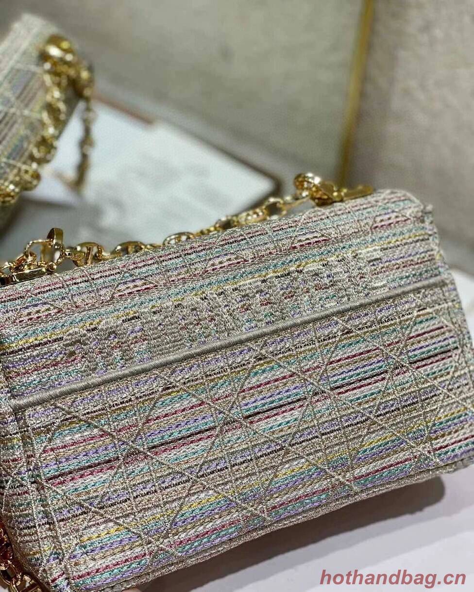 SMALL DIOR CARO BAG Multicolor Striped Embroidery M9241