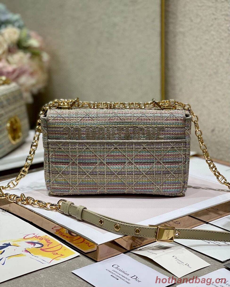 SMALL DIOR CARO BAG Multicolor Striped Embroidery M9241