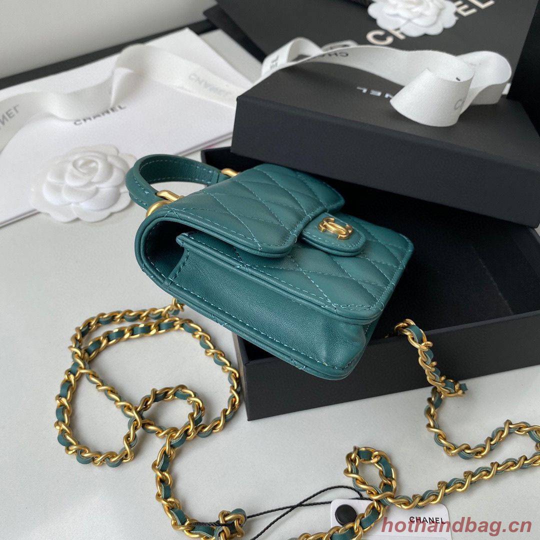 CHANEL Top Handle Micro Mini Wallet On Chain AP2200 Green