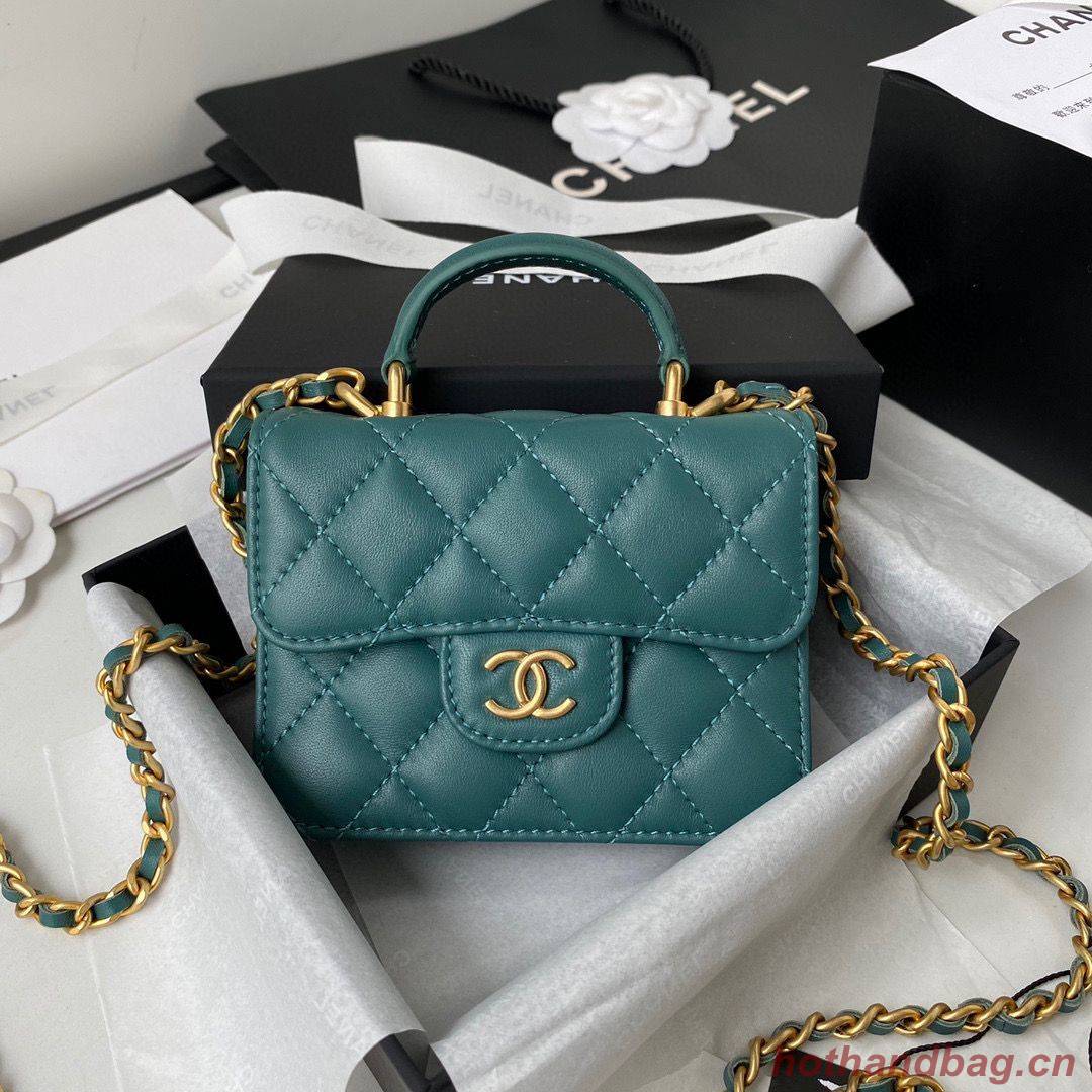 CHANEL Top Handle Micro Mini Wallet On Chain AP2200 Green