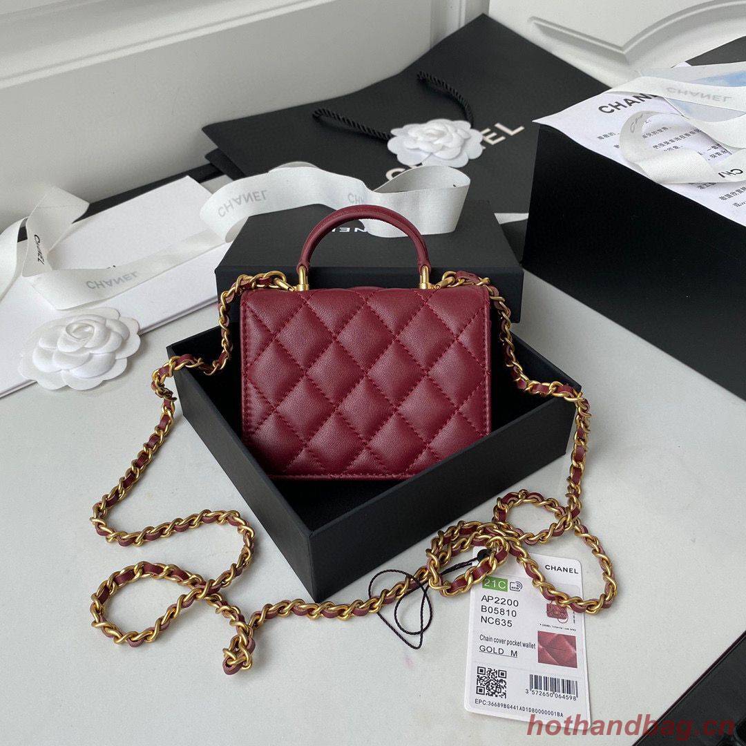 CHANEL Top Handle Micro Mini Wallet On Chain AP2200 Red