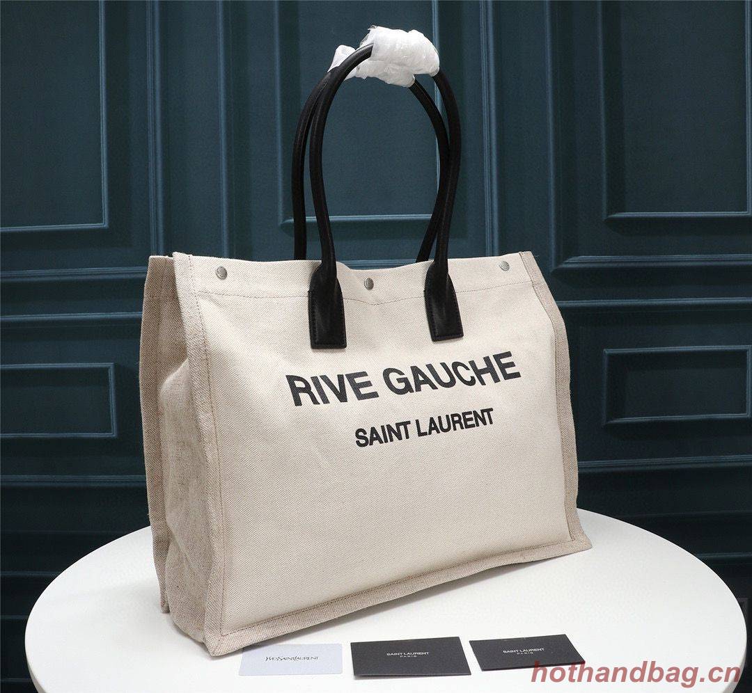 Yves Saint Laurent Rive Gauche Tote Shopping Bag 59929 White