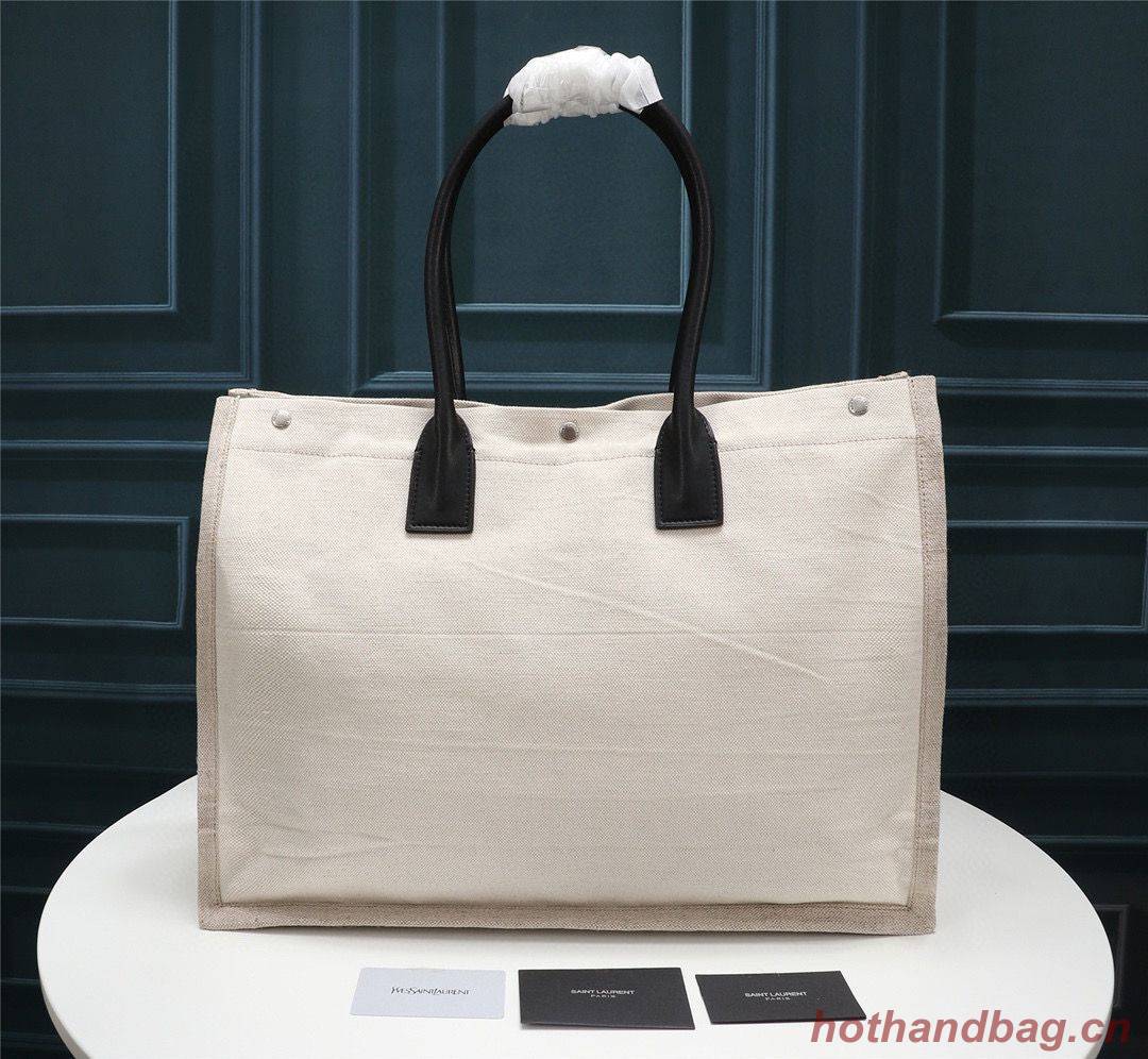 Yves Saint Laurent Rive Gauche Tote Shopping Bag 59929 White