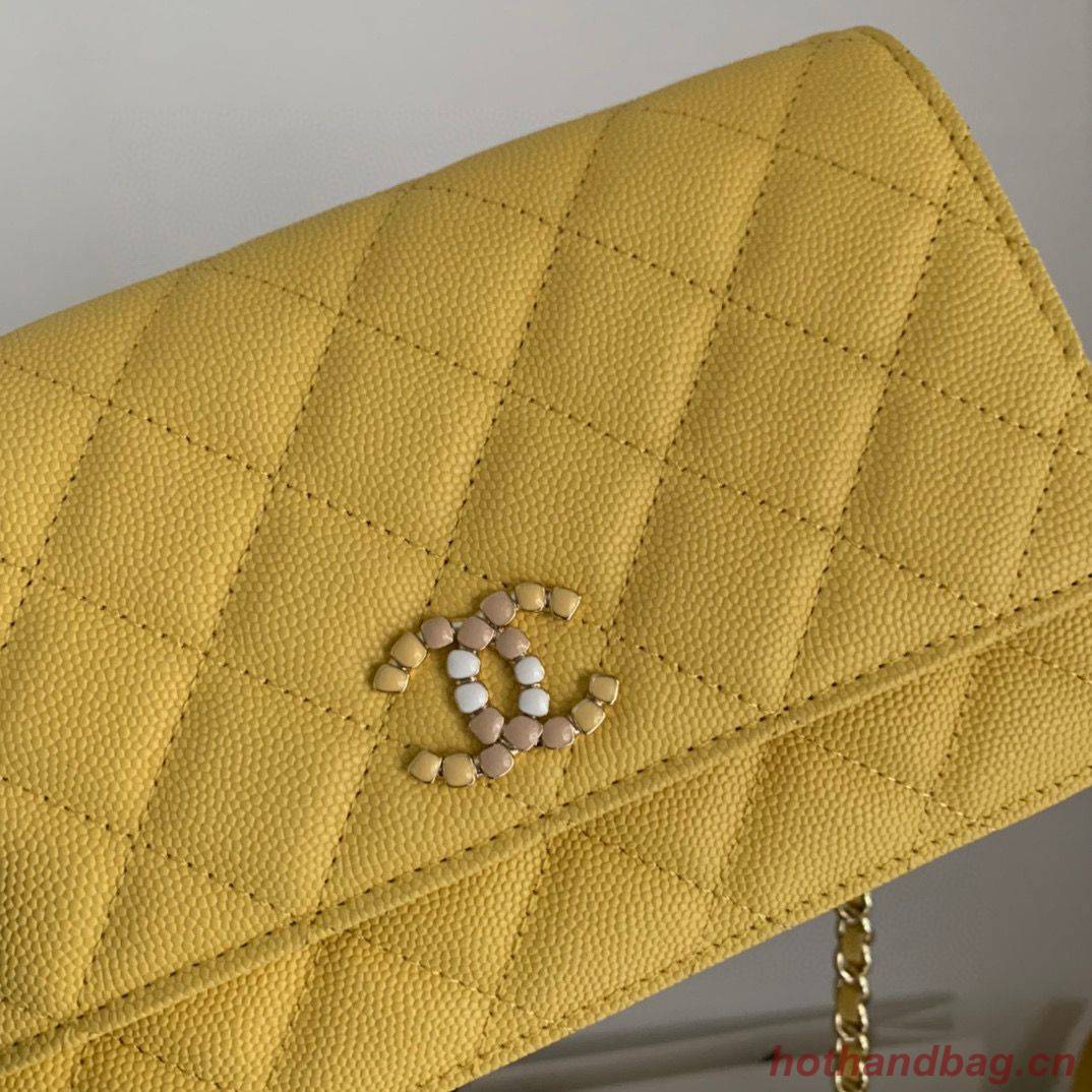 Chanel WOC Original Caviar Leather Flap cross-body bag V33818 Yellow