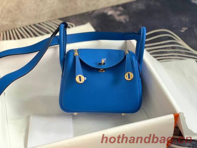 Hermes mini Lindy Original Togo Leather Bag OLD19 Electric blue