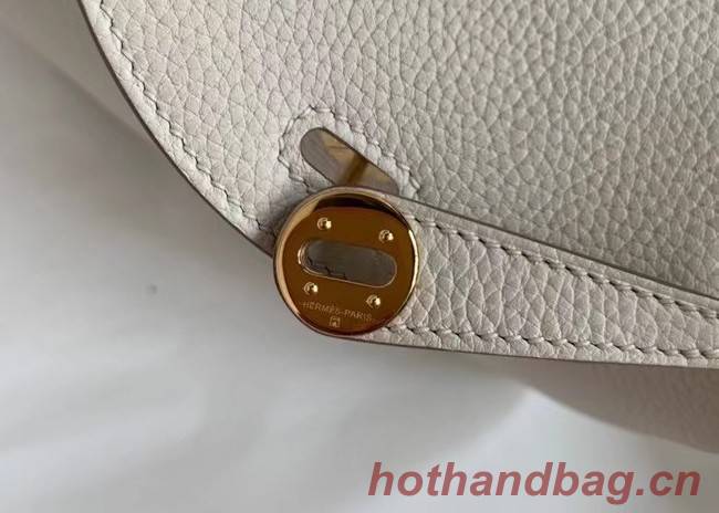 Hermes mini Lindy Original Togo Leather Bag OLD19 Pearl White