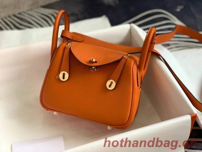 Hermes mini Lindy Original Togo Leather Bag OLD19 orange