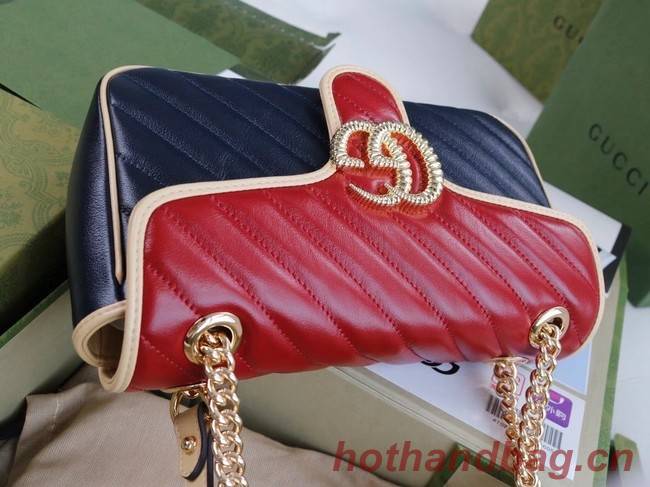 Gucci GG Marmont small shoulder bag 443497 Blue and red