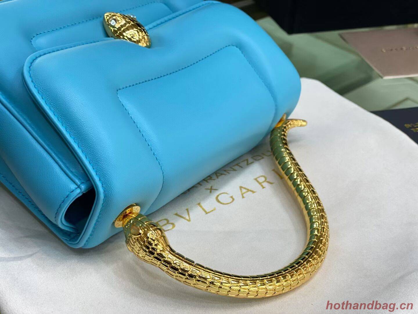 Bvlgari Serpenti Forever leather small crossbody bag B209107 sky blue