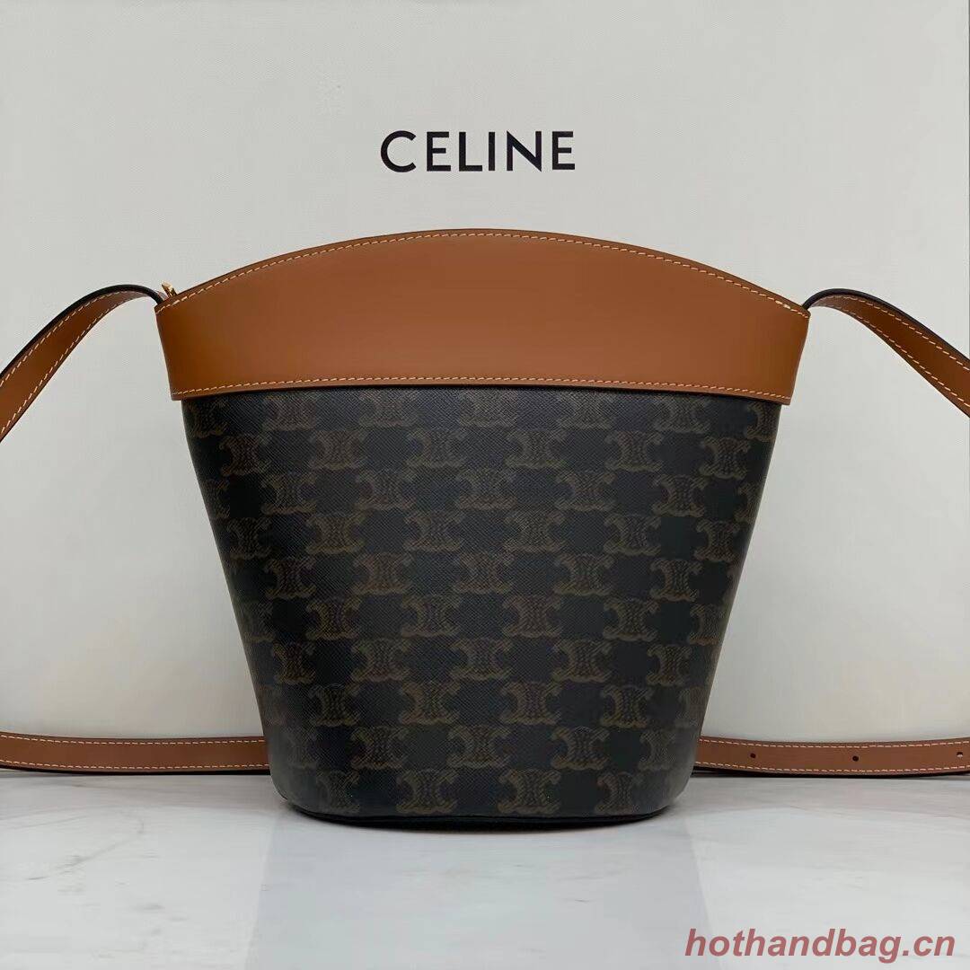 Celine BUCKET BAG IN SHINY CALFSKIN CR92072 Coffee